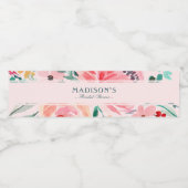 ピンクグリーンウォーター色フローラブライダルシャワー ペットボトルラベル (シングルラベル)