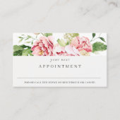 ピンクグリーンウォーター色牡丹フローラアポイントメント 名刺 (正面)