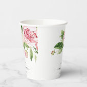 ピンクグリーンエレガント牡丹フローラブライダルシャワー 紙コップ (左)