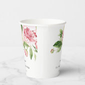 ピンクグリーンエレガント牡丹フローラブライダルシャワー 紙コップ (右)