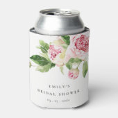 ピンクグリーンエレガント牡丹フローラブライダルシャワー 缶クーラー (缶正面)