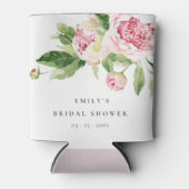ピンクグリーンエレガント牡丹フローラブライダルシャワー 缶クーラー (正面)