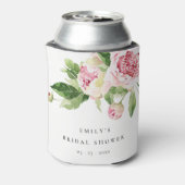 ピンクグリーンエレガント牡丹フローラブライダルシャワー 缶クーラー (缶裏面)