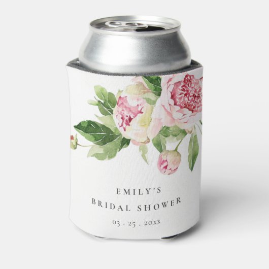 ピンクグリーンエレガント牡丹フローラブライダルシャワー 缶クーラー (缶裏面)