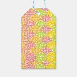 ピンクグリーンオレンジ黄色フルーツスライス ギフトタグ