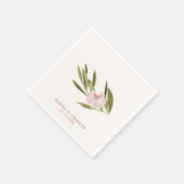 ピンクグリーンオーキッドユーカリ結婚ス紙ナプキンス スタンダードカクテルナプキン (角)