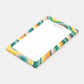 ピンクグリーンカスタムシックモノグラムパーソナライズされた ポストイット (アングル)