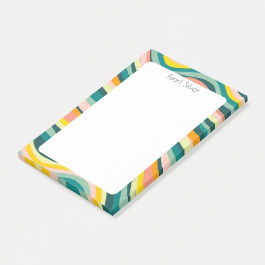 ピンクグリーンカスタムシックモノグラムパーソナライズされた ポストイット (アングル)