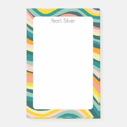 ピンクグリーンカスタムシックモノグラムパーソナライズされた ポストイット (正面)