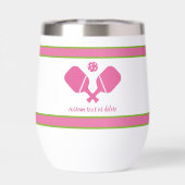 ピンクグリーンカスタム文字ピックルパーソナライズされたボール (背面)