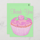 ピンクグリーンカップケーキありがとうはがき3 ポストカード (正面/裏面)