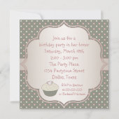 ピンクグリーンカップケーキ1st誕生日パーティー 招待状 (裏面)