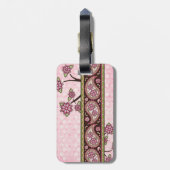 ピンクグリーンカントリーペイズリーパーソナライズされたフローラ ラゲッジタグ (裏面縦)