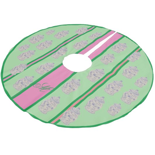 ピンクグリーンクリスマスジンジャージャージャージャーズツリースカート  ブラッシュドポリエステルツリースカート (アングル)