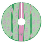 ピンクグリーンクリスマスジンジャージャージャージャーズツリースカート  ブラッシュドポリエステルツリースカート (正面)