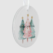 ピンクグリーンクリスマスツリー金ゴールド星 オーナメント (正面)