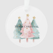 ピンクグリーンクリスマスツリー金ゴールド星 オーナメント (正面)