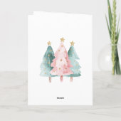 ピンクグリーンクリスマスツリー金ゴールド星 カード (裏面)