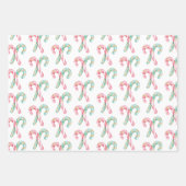 ピンクグリーンクリスマスツリー金ゴールド星 ラッピングペーパーシート (正面3)