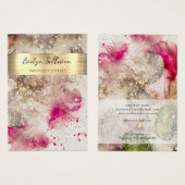 ピンクグリーングリッター水彩画ジュエリー表示カード (正面&裏面)