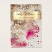 ピンクグリーングリッター水彩画ジュエリー表示カード (正面)