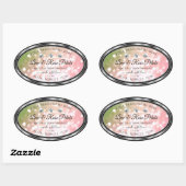 ピンクグリーングリッター製品ラベルダイヤモンドシルバー 楕円形シール (シート)