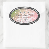 ピンクグリーングリッター製品ラベルダイヤモンドシルバー 楕円形シール (バッグ)