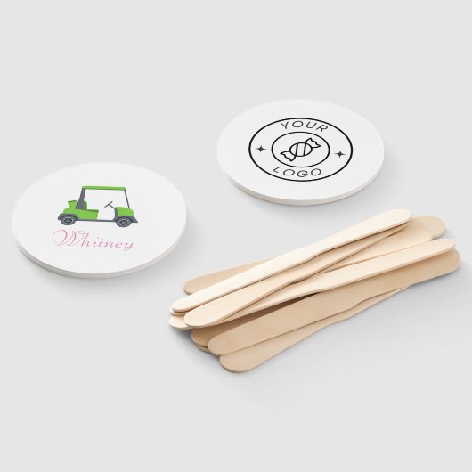 ピンクグリーンゴルフカートパーソナライズされたおもしろい ハンドファン (組立なし)