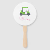 ピンクグリーンゴルフカートパーソナライズされたおもしろい ハンドファン (正面)