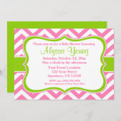 ピンクグリーンシェブロン招待状 招待状 (正面/裏面)