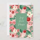ピンクグリーンジョイラブピースフローラクリスマスカード シーズンカード (正面)