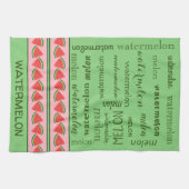 ピンクグリーンスイカのウェッジ – スイカワードアート キッチンタオル (横)