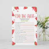 ピンクグリーンスイカ見つけるゲストベビーシャワーゲーム 便箋 (スタンド正面)