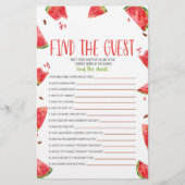 ピンクグリーンスイカ見つけるゲストベビーシャワーゲーム 便箋 (正面)