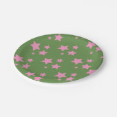 ピンクグリーンスターズキッズベビーサーカスパーティー ペーパープレート (アングル)