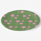 ピンクグリーンスターズキッズベビーサーカスパーティー ペーパープレート (アングル)