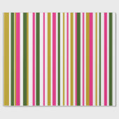 ピンクグリーンストライプ金ゴールド ラッピングペーパー (フラット)