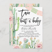 ピンクグリーンタコブアベビーベビーシャワー招待状 招待状 (正面/裏面)