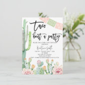 ピンクグリーンタコブトパーティー誕生日招待状 招待状 (スタンド正面)