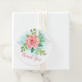 ピンクグリーンターコイズグラデーションフローラ水彩バラ フェイバータグ (インサイチュ)