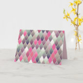 ピンクグリーンダイヤモンドパステルのグリーティングカード カード (黄色い花)