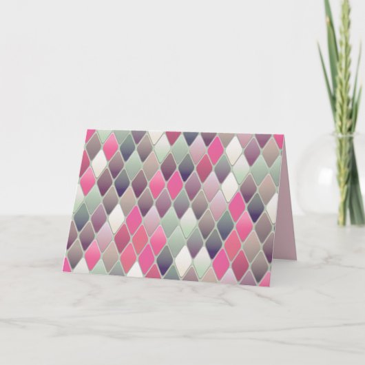 ピンクグリーンダイヤモンドパステルのグリーティングカード カード (正面)