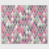 ピンクグリーンダイヤモンドパステルラッピング紙 ラッピングペーパー (フラット)