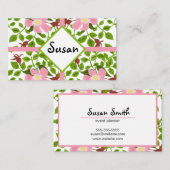 ピンクグリーンドッグウッド手絵を描春花 名刺 (正面/裏面)