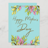 ピンクグリーンハッピーマザーズデイブーケカード シーズンカード (正面/裏面)