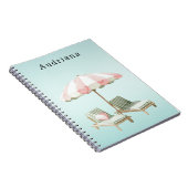 ピンクグリーンハートビーチラウンジチェア傘 ノートブック (右側)