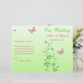 ピンクグリーンバタフライフローラ結婚式 プログラム (スタンド正面)