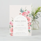 ピンクグリーンバラオーキッドアーチフローラブライダルシャワー 招待状 (スタンド正面)