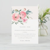 ピンクグリーンバラオーキッドウォーターカラーフローラ結婚ズ サンキューカード (スタンド正面)