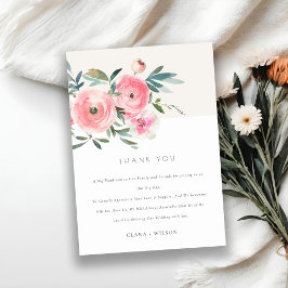 ピンクグリーンバラオーキッドウォーターカラーフローラ結婚ズ サンキューカード